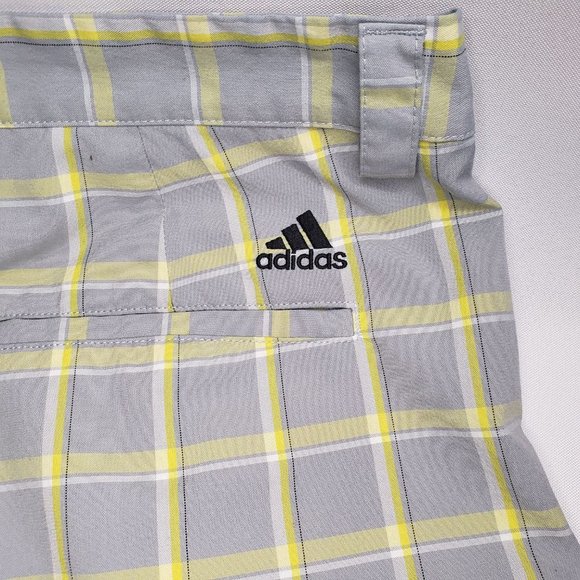 Adidas Chino Check Shorts Size 40 Grey & Yellow - Picture 4 of 4